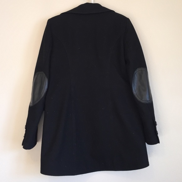 Wool Black Peacoat with Elbow Pads - Picture 2 of 3